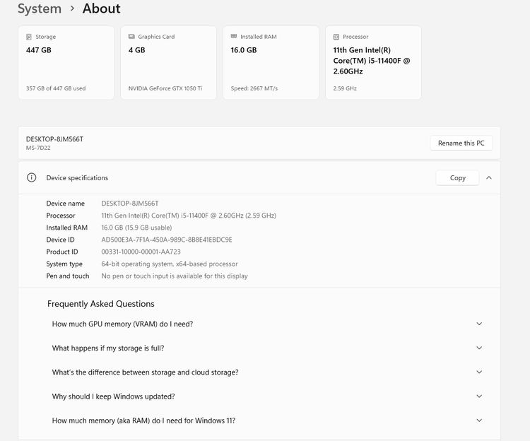 ขายคอมพิวเตอร์ PC (เฉพาะเคส) สเปค i5 Gen 11  RAM 16GB  GTX 1050 Ti สภาพดี พร้อมใช้งาน รูปที่ 7