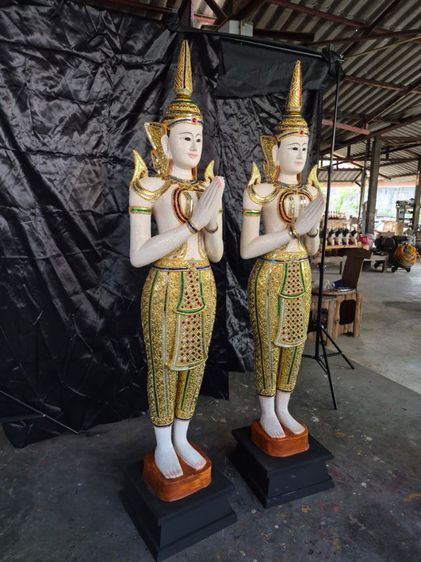 ไม้แกะสลักรูปเทพพนมยืนสูง50" รูปที่ 6