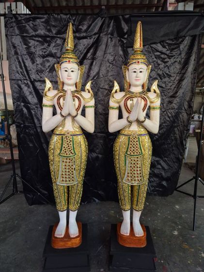 ไม้แกะสลักรูปเทพพนมยืนสูง50" รูปที่ 4