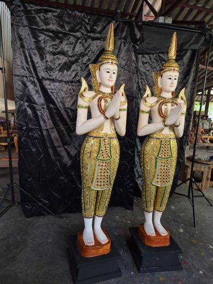 ไม้แกะสลักรูปเทพพนมยืนสูง50" รูปที่ 5
