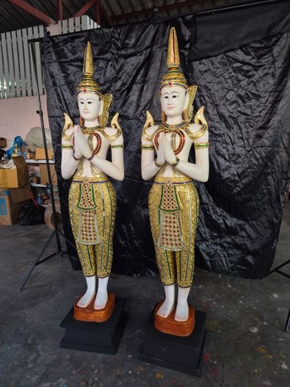 ไม้แกะสลักรูปเทพพนมยืนสูง50" รูปที่ 2