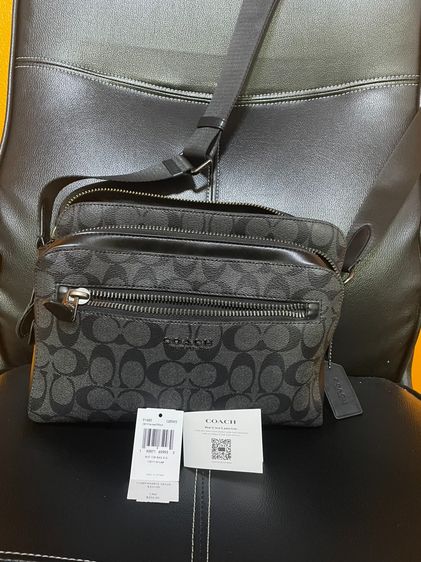 ขายกระเป๋าครอสบอดี้ Coach รุ่น 91485 (West Camera Bag In Signature Canvas) แคนวาสลาย Signature และหนังแท้ราคา4,000บาท