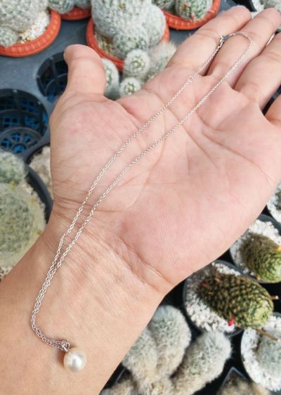 สร้อยคอพร้อมจี้มุกทองคำแท้ 18k White Gold Japan​ สวยมาก​ ถูกที่สุดในโลกครับ รูปที่ 2