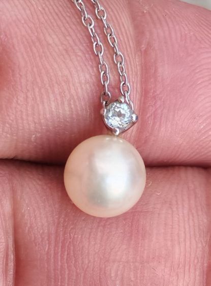 สร้อยคอพร้อมจี้มุกทองคำแท้ 18k White Gold Japan​ สวยมาก​ ถูกที่สุดในโลกครับ รูปที่ 5