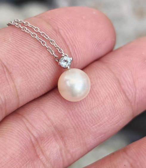 สร้อยคอพร้อมจี้มุกทองคำแท้ 18k White Gold Japan​ สวยมาก​ ถูกที่สุดในโลกครับ รูปที่ 4