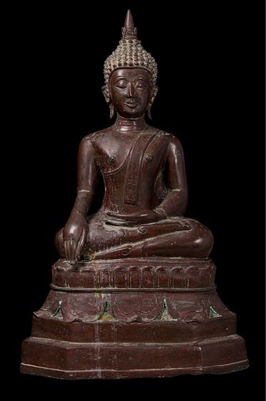 พระบูชาศิลปะล้านช้าง หน้าตักกว้าง 9 นิ้ว สูง 21 นิ้ว ฐานกว้าง 13 นิ้ว