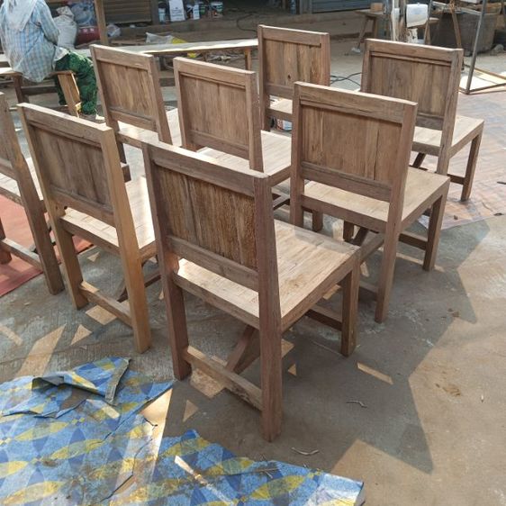 เก้าอี้ไม้เนืัอแข็ง งานไม้เก่าประกอบใหม่ พร้อมโบ้ขัดผิว ราคาตัวละ890บาท รูปที่ 3