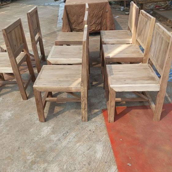 เก้าอี้ไม้เนืัอแข็ง งานไม้เก่าประกอบใหม่ พร้อมโบ้ขัดผิว ราคาตัวละ890บาท รูปที่ 8