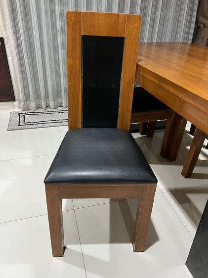 โต๊ะทานข้าวไม้สักขนาด 6 ที่นั่ง (180x90x80 cm) + เก้าอี้ไม้ 4 ตัว งานไม้ทั้งชุด แข็งแรง ทนทาน พร้อมใช้งาน รูปที่ 8