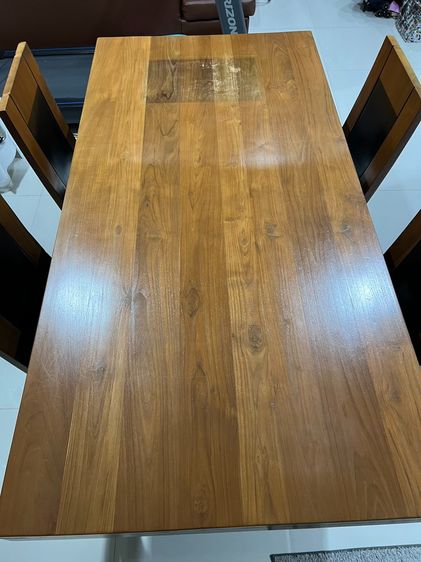 โต๊ะทานข้าวไม้สักขนาด 6 ที่นั่ง (180x90x80 cm) + เก้าอี้ไม้ 4 ตัว งานไม้ทั้งชุด แข็งแรง ทนทาน พร้อมใช้งาน รูปที่ 5
