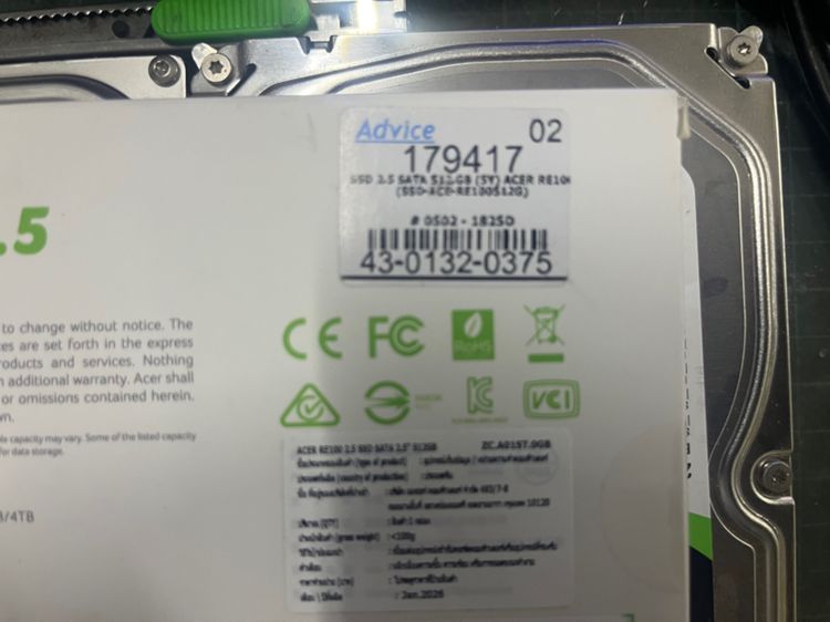 ขาย ssd Acer 512 GB ของใหม่ สินค้ามีประกัน 5 ปี มีบริการเก็บปลายทางครับ รูปที่ 3