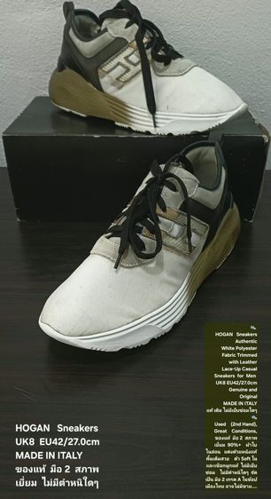 HOGAN Sneakers, Men's 8UK 42EU(27.0cm) Original Made in Italy ของแท้ มือ 2 สภาพเยี่ยม, รองเท้า HOGAN ผ้าใยสังเคราะห์ผสมหนัง พื้นเต็ม สวยมาก รูปที่ 2