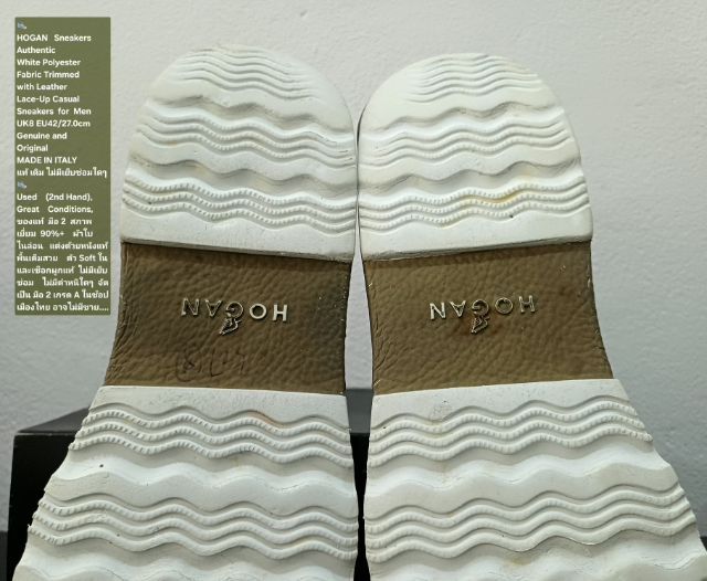 HOGAN Sneakers, Men's 8UK 42EU(27.0cm) Original Made in Italy ของแท้ มือ 2 สภาพเยี่ยม, รองเท้า HOGAN ผ้าใยสังเคราะห์ผสมหนัง พื้นเต็ม สวยมาก รูปที่ 11