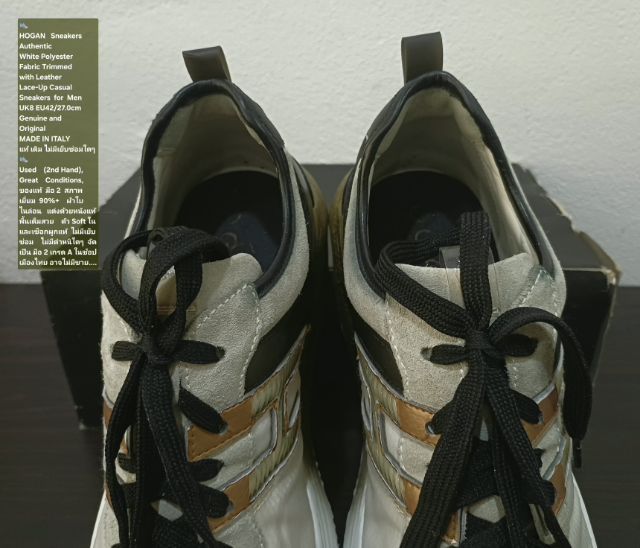 HOGAN Sneakers, Men's 8UK 42EU(27.0cm) Original Made in Italy ของแท้ มือ 2 สภาพเยี่ยม, รองเท้า HOGAN ผ้าใยสังเคราะห์ผสมหนัง พื้นเต็ม สวยมาก รูปที่ 8