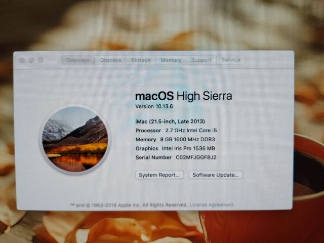 คอมพิวเตอร์ตั้งโต๊ะ21.5"imacปี2013มุมจอขวาบนมีแตกราคารวมเมาส์และคีย์บอร์ด รูปที่ 2