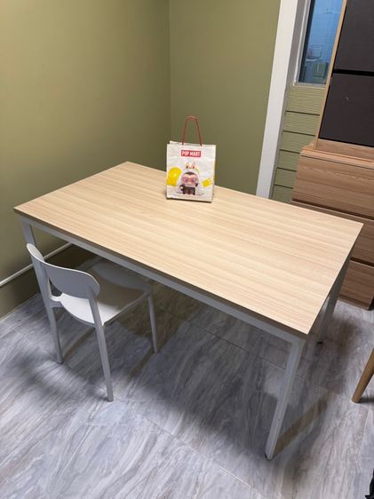 ส่งต่อ❗️โต๊ะอาหารลายไม้บีท ขาเหล็กแข็งแรงมาก 140 ซม. รูปที่ 6