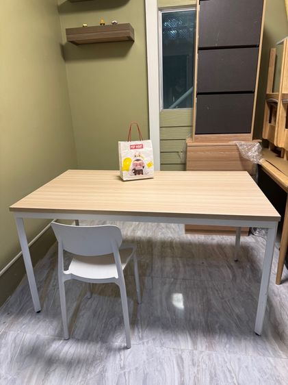 ส่งต่อ❗️โต๊ะอาหารลายไม้บีท ขาเหล็กแข็งแรงมาก 140 ซม. รูปที่ 4