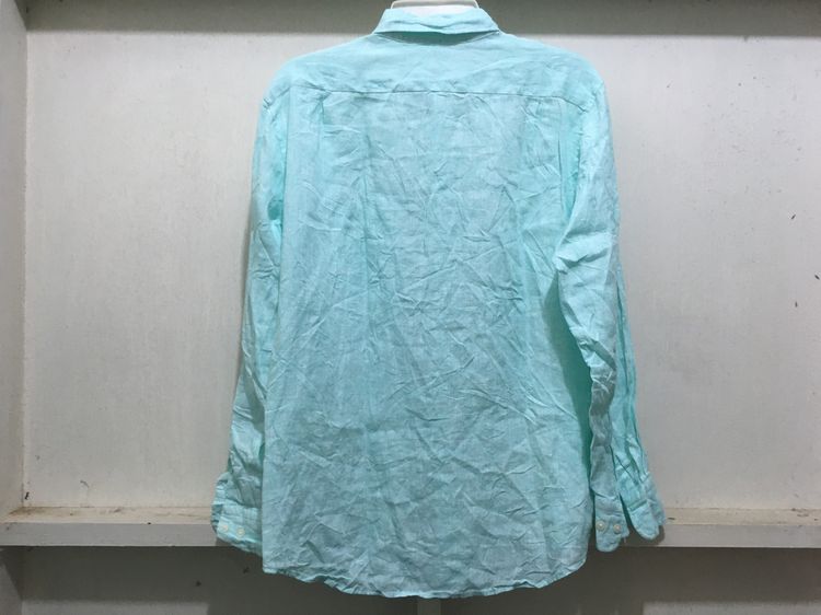 เสื้อเชิ้ต ผ้าลินิน  แบรนด์ UNIQLO สีเขียวพาสเทล รูปที่ 2