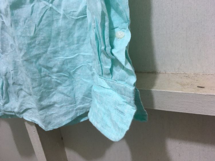 เสื้อเชิ้ต ผ้าลินิน  แบรนด์ UNIQLO สีเขียวพาสเทล รูปที่ 6