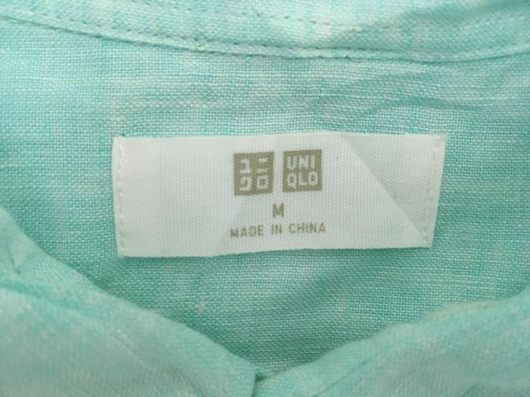 เสื้อเชิ้ต ผ้าลินิน  แบรนด์ UNIQLO สีเขียวพาสเทล รูปที่ 7