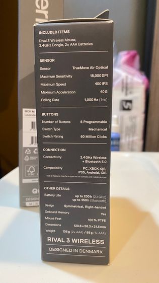 SteelSeries Rival 3 Wireless แท้ มือ1 เมาส์เกมมิ่งไร้สาย เบา แม่น มี2สี แถมฟรีแผ่นรองเม้าส์ รูปที่ 6