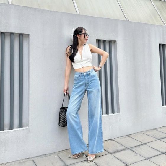 กางเกงยีนส์เอวต่ำ Sarun รูปที่ 3