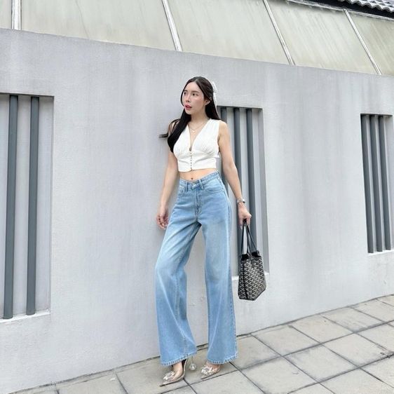 กางเกงยีนส์เอวต่ำ Sarun รูปที่ 5