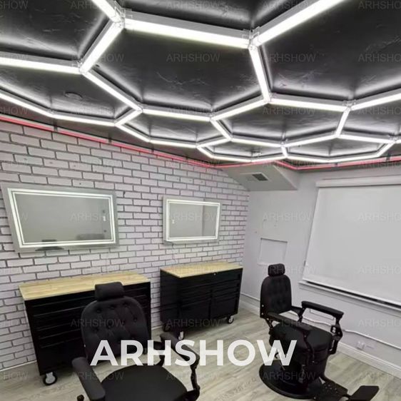 ไฟ LED โมดูลาร์ ร้านตัดผม บาร์เบอร์ช็อป ร้านเสริมความงาม Honeycomb LED แต่งร้าน ออกแบบฟรี