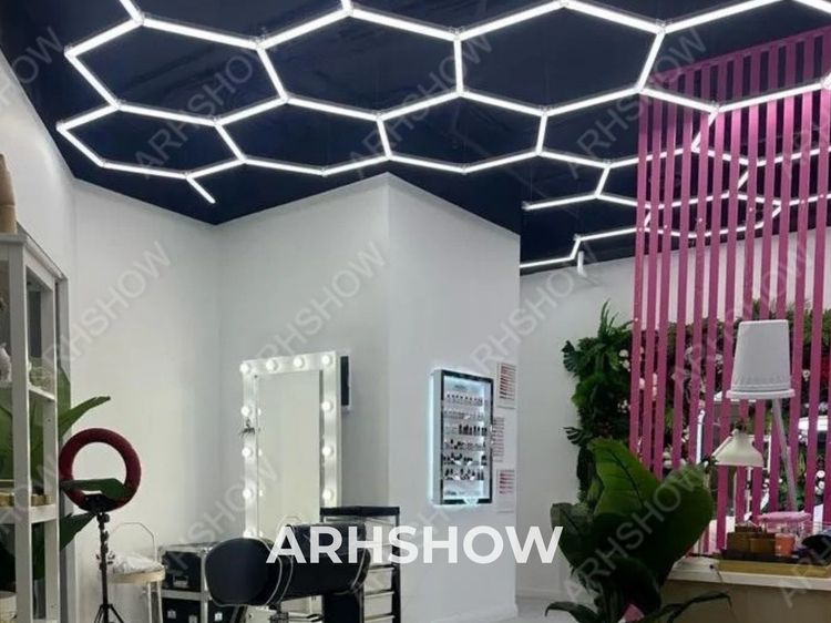ไฟ LED โมดูลาร์ ร้านตัดผม บาร์เบอร์ช็อป ร้านเสริมความงาม Honeycomb LED แต่งร้าน ออกแบบฟรี รูปที่ 4