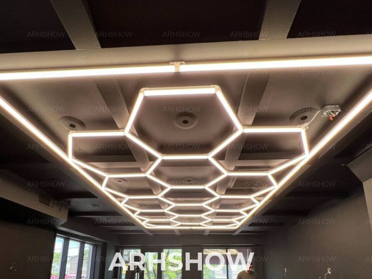 ไฟ LED โมดูลาร์ ร้านตัดผม บาร์เบอร์ช็อป ร้านเสริมความงาม Honeycomb LED แต่งร้าน ออกแบบฟรี รูปที่ 7