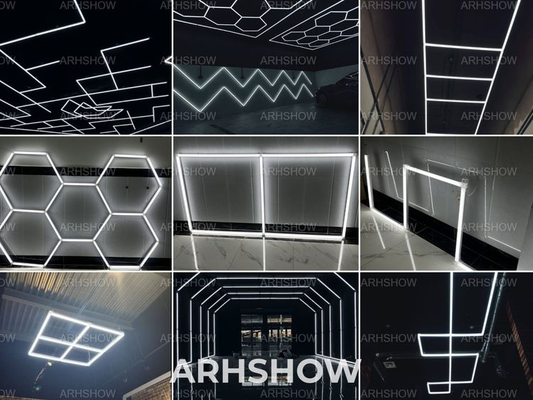 ไฟ LED ร้านล้างรถ Honeycomb, Square โมดูลาร์ Car Wash ไฟแต่งร้านดีเทลลิ่ง ปรับแบบได้ รูปที่ 2