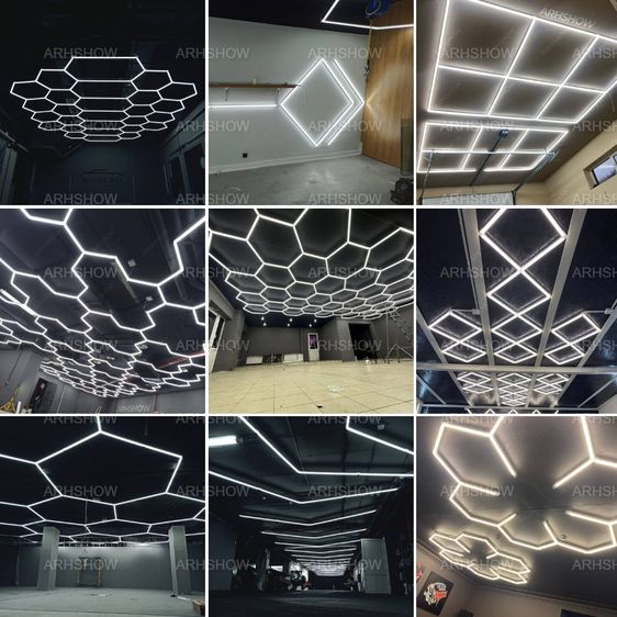 ไฟ LED ร้านล้างรถ Honeycomb, Square โมดูลาร์ Car Wash ไฟแต่งร้านดีเทลลิ่ง ปรับแบบได้