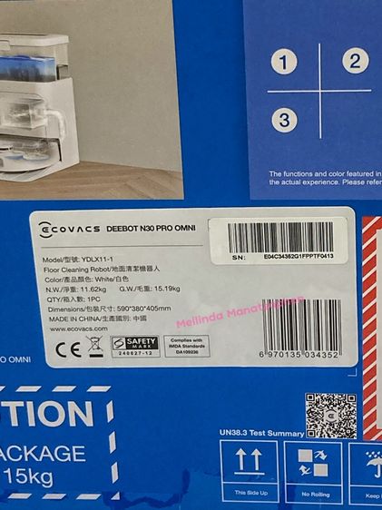หุ่นยนต์ดูดฝุ่น Ecovacs Deebot N30 Pro Omni สีขาว ของใหม่ ไม่เคยใช้งาน รูปที่ 2