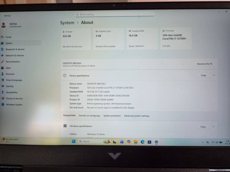 ขาย HP Victus Gaming Laptop 15-fa0087TX พร้อมใช้งาน รูปที่ 5