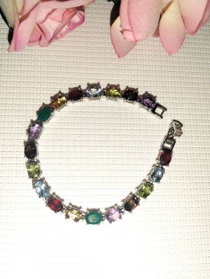 สร้อยข้อมือเงินแท้ พลอยแท้