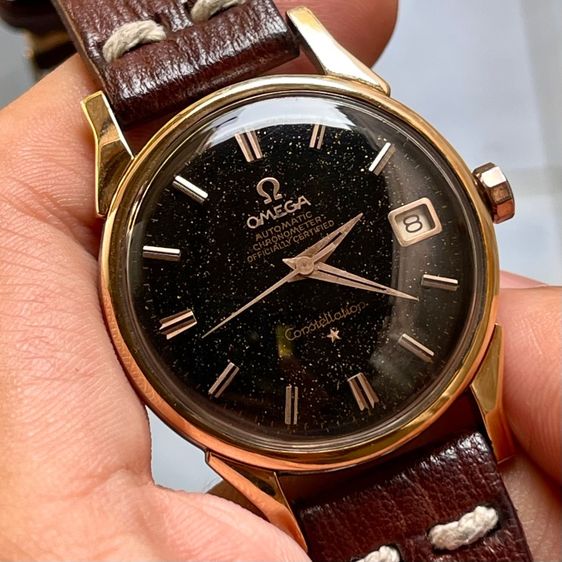 Vintage Omega Constellation Galaxy Black Dial  Chronometer Date Pink Gold Capped  รูปที่ 2