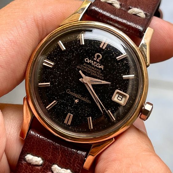 Vintage Omega Constellation Galaxy Black Dial  Chronometer Date Pink Gold Capped  รูปที่ 3