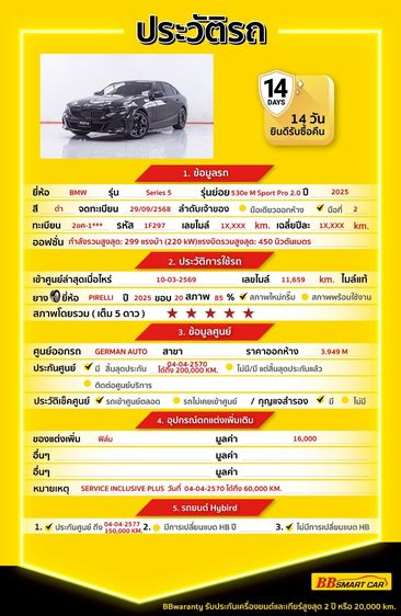 BMW Series 5 2025 530e Sedan ปลั๊กอินไฮบริด (PHEV) ไม่ติดแก๊ส เกียร์อัตโนมัติ ดำ รูปที่ 2