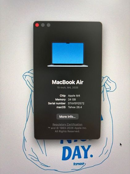 Macbook Air M4 15inch Skyblue 24gb Ram 10Core GPU รูปที่ 3