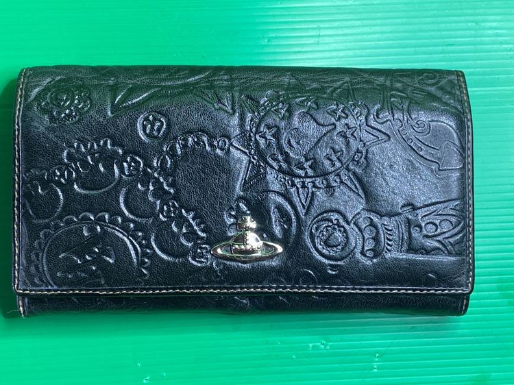 อื่นๆ หญิง ดำ ขายกระเป๋าสตางค์ใบยาว VIVIENNE WESTWOOD หนังแท้ ปั้มลายสวยมาก