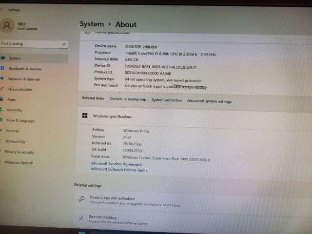 ขาย All in one รุ่น Dell
Cpu  i3 6100u แรม 6gb
Windows 11 pro ระบบ 64 บิต
Hdd 500gb
จอประมาณ 20 นิ้ว
ปกติทุก รูปที่ 4