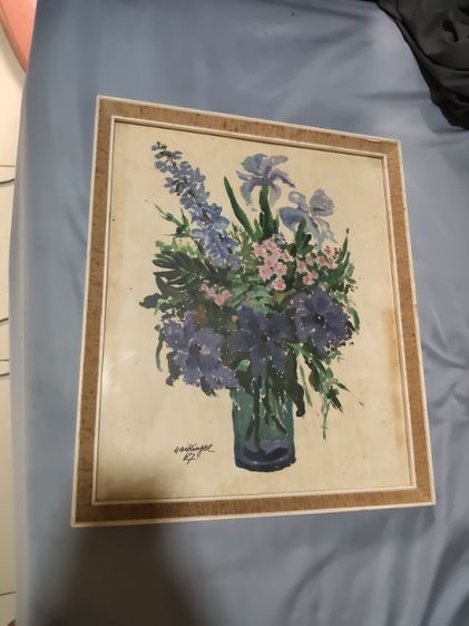 ขาย ภาพวาดดอกไม้ในแจกัน งานวินเทจปี 1987 Signed Waiblinger 87 สวยคลาสสิกพร้อมกรอบ

