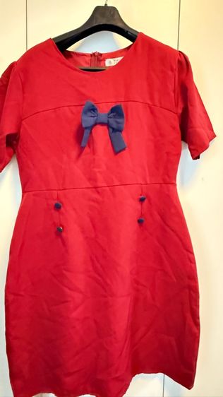 เดรสแดงมีโบว์สาวอวบ xl 