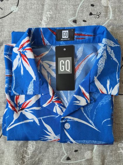 เสื้อเชิ้ต ฮาวาย GQ Summer สีฟ้าเข้ม รูปที่ 7