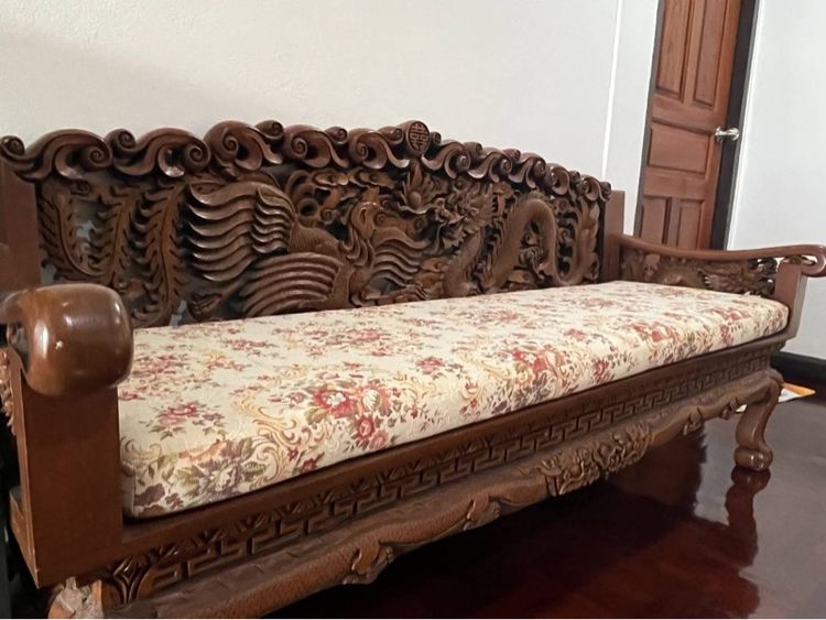 ชุดโต๊ะไม้สัก ลายมังกร รูปที่ 7