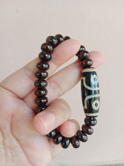 ข้อมือหินโกเมนแท้ หินธิเบต2ตา ความหมายดี(โกเมนเม็ด12มิล)