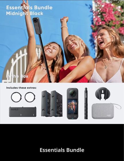 กล้อง insta360 X5 Essentials Bundle มือหนึ่ง ชุดใหญ่แบต2ก้อน ยังไม่แกะซีล รับประกันศูนย์ไทย 1ปี รูปที่ 3