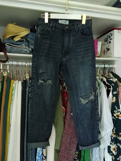 กางเกงยีนส์สตรีงานป้ายส่งต่องานฟอก