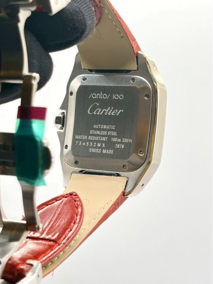 ❤️ Cartier Santos 100 MM 35mm – เพชรล้อมเรือน สายแดงสุดจี๊ด หรูเท่มีสไตล์‼️ ✨ รูปที่ 11