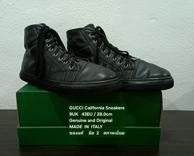 GUCCI California Sneakers, Men's 9UK 43EU(28.0cm) Original Made in Italy ของแท้ มือ 2 สภาพเยี่ยม หนังแท้ พื้นเต็ม ไม่มีตำหนิใดๆ สวยมาก รูปที่ 4